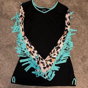 Crazy train fringe shirt